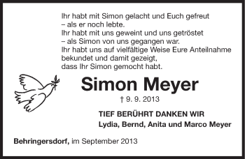 Traueranzeige von Simon Meyer von Pegnitz-Zeitung